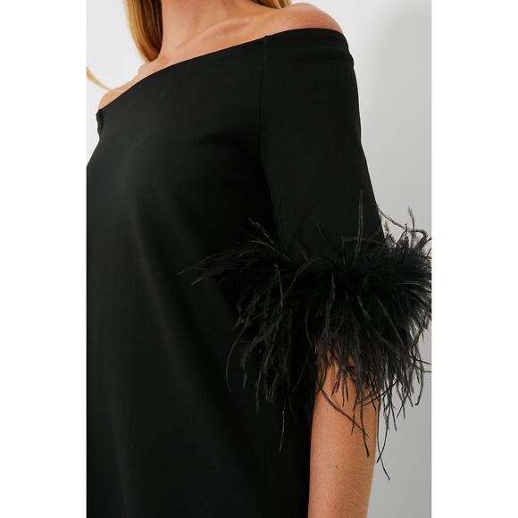 TUCKERNUCK Black Feather Miranda Off The Shoulder Blouse Size S NWT - Picture 4 of 8